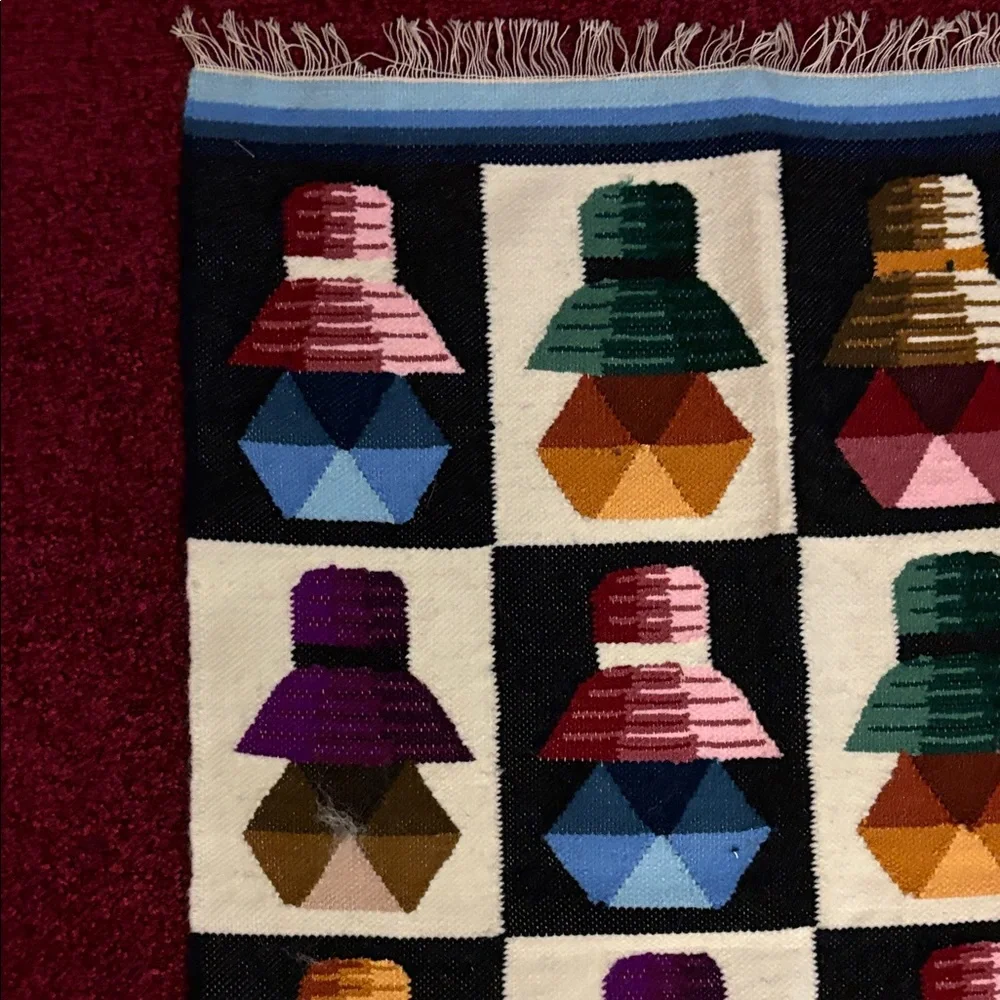 Peruvian Wool Colorful Geometric Patterned Rug - Picture 4 of 9